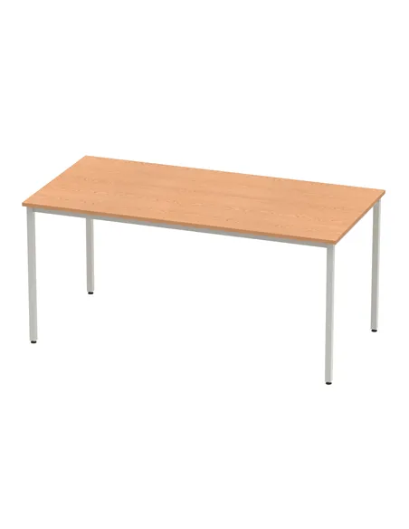 Dynamic Impulse 1600mm Straight Writing Desk Table Oak Top Silver Box Frame Leg BF00130