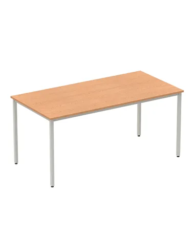Dynamic Impulse 1600mm Straight Writing Desk Table Oak Top Silver Box Frame Leg BF00130