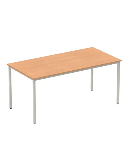 Dynamic Impulse 1600mm Straight Writing Desk Table Oak Top Silver Box Frame Leg BF00130
