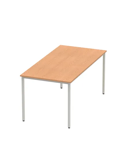 Dynamic Impulse 1600mm Straight Writing Desk Table Oak Top Silver Box Frame Leg BF00130
