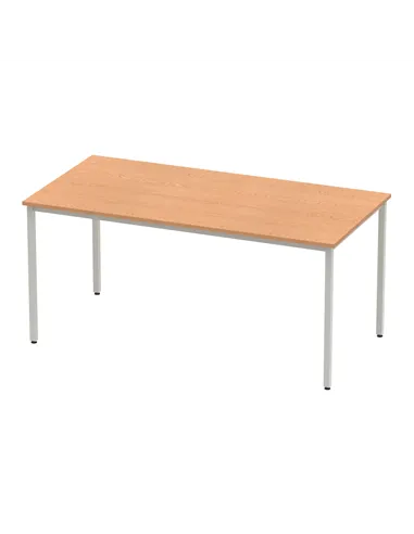 Dynamic Impulse 1600mm Straight Writing Desk Table Oak Top Silver Box Frame Leg BF00130