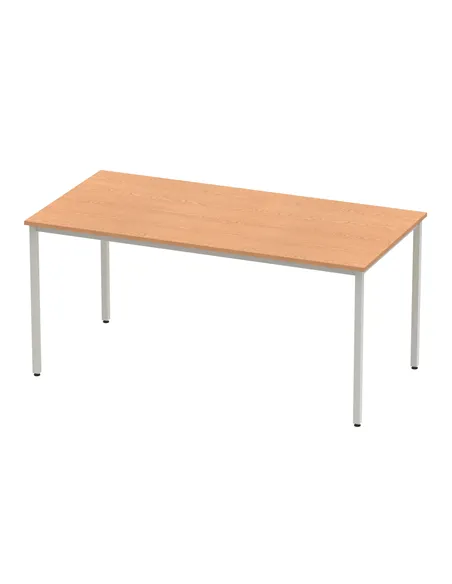 Dynamic Impulse 1600mm Straight Writing Desk Table Oak Top Silver Box Frame Leg BF00130