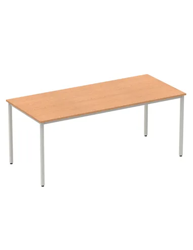 Dynamic Impulse 1800mm Straight Writing Desk Table Oak Top Silver Box Frame Leg BF00131
