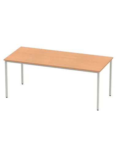 Dynamic Impulse 1800mm Straight Writing Desk Table Oak Top Silver Box Frame Leg BF00131