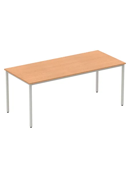Dynamic Impulse 1800mm Straight Writing Desk Table Oak Top Silver Box Frame Leg BF00131