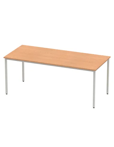 Dynamic Impulse 1800mm Straight Writing Desk Table Oak Top Silver Box Frame Leg BF00131