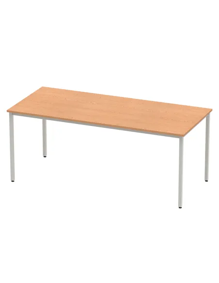 Dynamic Impulse 1800mm Straight Writing Desk Table Oak Top Silver Box Frame Leg BF00131