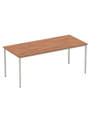 Dynamic Impulse 1800mm Straight Writing Desk Table Walnut Top Silver Box Frame Leg BF00144