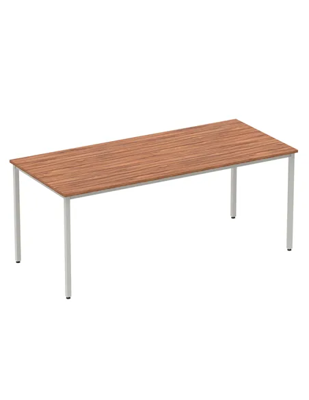 Dynamic Impulse 1800mm Straight Writing Desk Table Walnut Top Silver Box Frame Leg BF00144