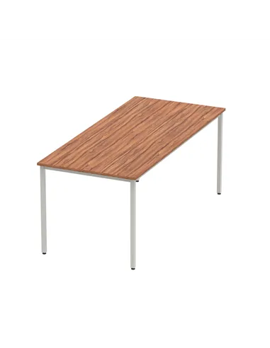 Dynamic Impulse 1800mm Straight Writing Desk Table Walnut Top Silver Box Frame Leg BF00144