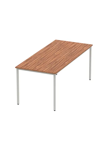 Dynamic Impulse 1800mm Straight Writing Desk Table Walnut Top Silver Box Frame Leg BF00144