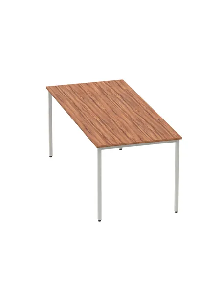 Dynamic Impulse 1800mm Straight Writing Desk Table Walnut Top Silver Box Frame Leg BF00144