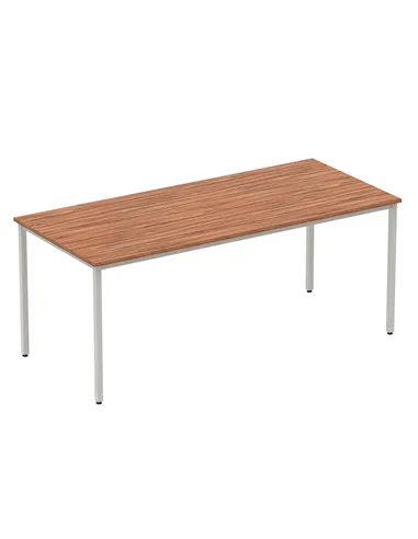 Dynamic Impulse 1800mm Straight Writing Desk Table Walnut Top Silver Box Frame Leg BF00144