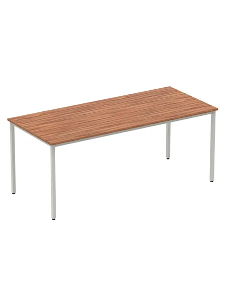 Dynamic Impulse 1800mm Straight Writing Desk Table Walnut Top Silver Box Frame Leg BF00144