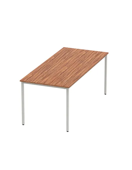 Dynamic Impulse 1800mm Straight Writing Desk Table Walnut Top Silver Box Frame Leg BF00144