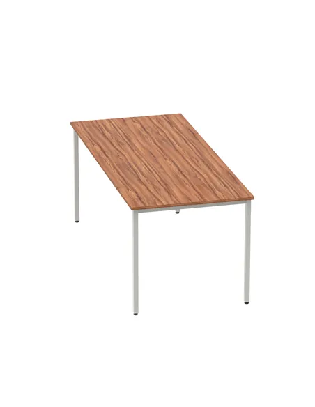 Dynamic Impulse 1800mm Straight Writing Desk Table Walnut Top Silver Box Frame Leg BF00144
