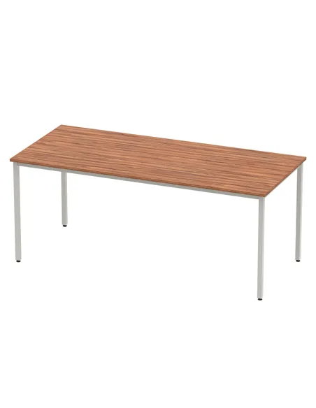 Dynamic Impulse 1800mm Straight Writing Desk Table Walnut Top Silver Box Frame Leg BF00144