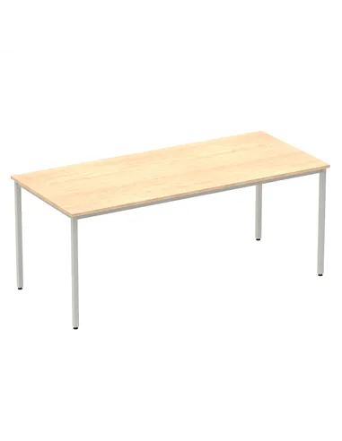 Dynamic Impulse 1800mm Straight Writing Desk Table Maple Top Silver Box Frame Leg BF00157