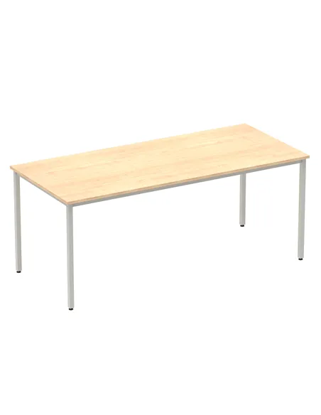 Dynamic Impulse 1800mm Straight Writing Desk Table Maple Top Silver Box Frame Leg BF00157