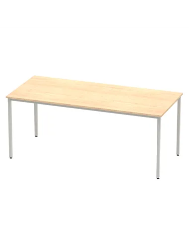 Dynamic Impulse 1800mm Straight Writing Desk Table Maple Top Silver Box Frame Leg BF00157