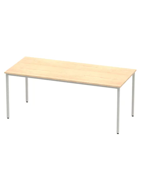 Dynamic Impulse 1800mm Straight Writing Desk Table Maple Top Silver Box Frame Leg BF00157