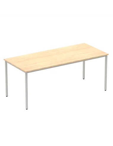 Dynamic Impulse 1800mm Straight Writing Desk Table Maple Top Silver Box Frame Leg BF00157