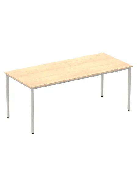 Dynamic Impulse 1800mm Straight Writing Desk Table Maple Top Silver Box Frame Leg BF00157