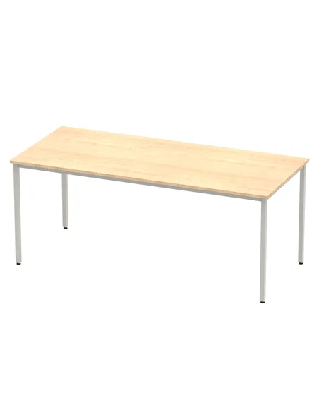Dynamic Impulse 1800mm Straight Writing Desk Table Maple Top Silver Box Frame Leg BF00157