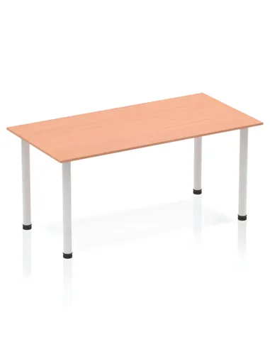 Dynamic Impulse 1400mm Straight Writing Desk Table Beech Top Silver Post Leg BF00167