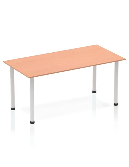Dynamic Impulse 1400mm Straight Writing Desk Table Beech Top Silver Post Leg BF00167