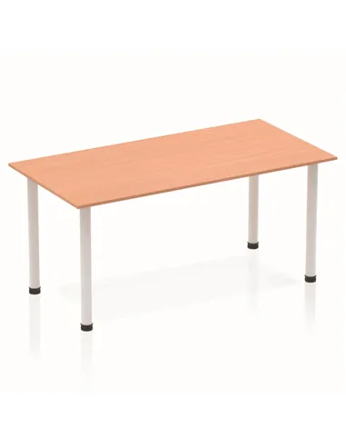 Dynamic Impulse 1600mm Straight Writing Desk Table Beech Top Silver Post Leg BF00168