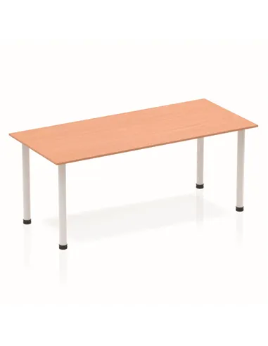 Dynamic Impulse 1800mm Straight Writing Desk Table Beech Top Silver Post Leg BF00169