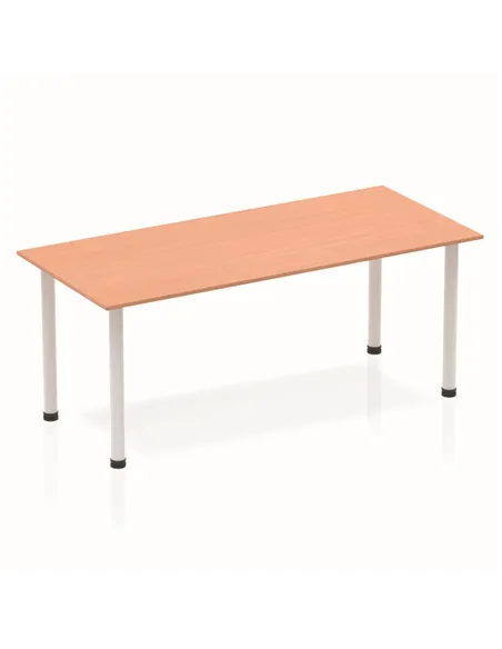 Dynamic Impulse 1800mm Straight Writing Desk Table Beech Top Silver Post Leg BF00169