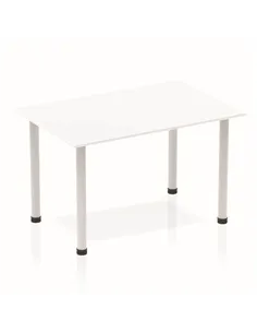 Dynamic Impulse 1200mm Straight Writing Desk Table White Top Silver Post Leg BF00172