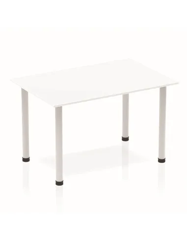 Dynamic Impulse 1200mm Straight Writing Desk Table White Top Silver Post Leg BF00172