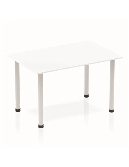 Dynamic Impulse 1200mm Straight Writing Desk Table White Top Silver Post Leg BF00172