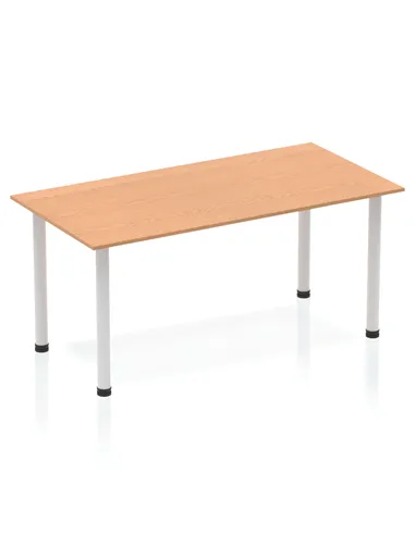 Dynamic Impulse 1400mm Straight Writing Desk Table Oak Top Silver Post Leg BF00179