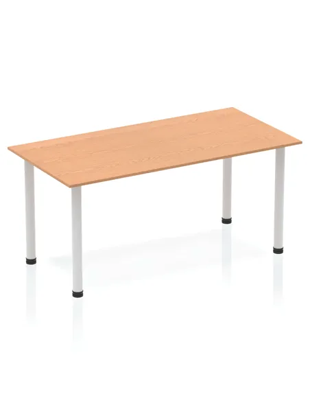 Dynamic Impulse 1400mm Straight Writing Desk Table Oak Top Silver Post Leg BF00179