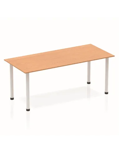 Dynamic Impulse 1800mm Straight Writing Desk Table Oak Top Silver Post Leg BF00181