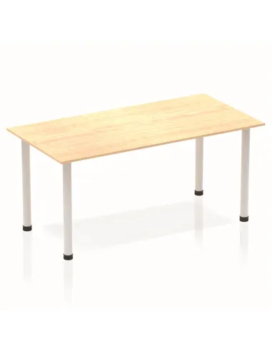 Dynamic Impulse 1600mm Straight Writing Desk Table Maple Top Silver Post Leg BF00192