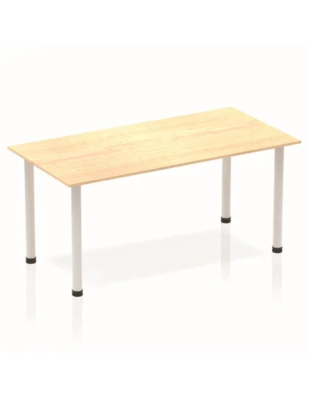 Dynamic Impulse 1600mm Straight Writing Desk Table Maple Top Silver Post Leg BF00192
