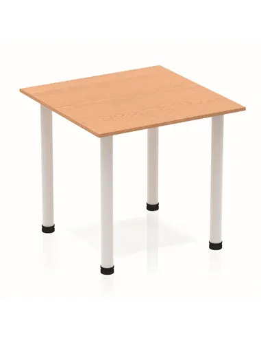Dynamic Impulse 800mm Square Writing Desk Table Oak Top Silver Post Leg BF00205