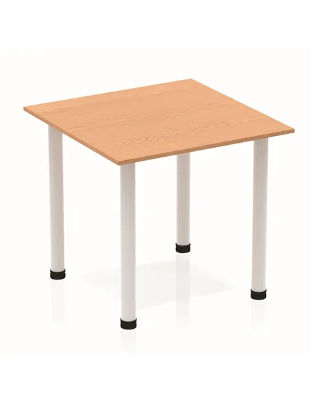 Dynamic Impulse 800mm Square Writing Desk Table Oak Top Silver Post Leg BF00205