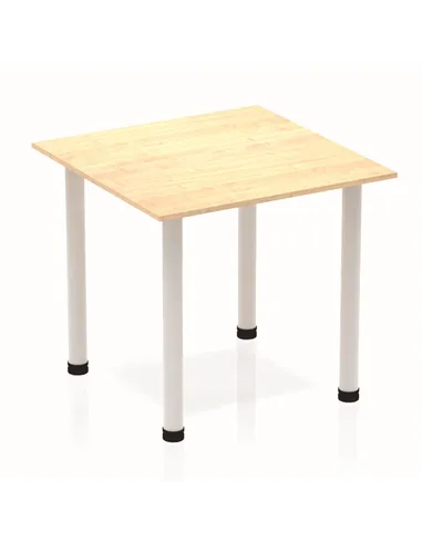 Dynamic Impulse 800mm Square Writing Desk Table Maple Top Silver Post Leg BF00209