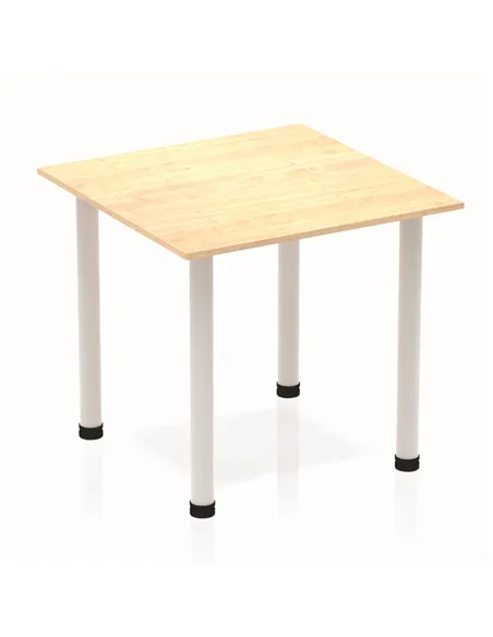 Dynamic Impulse 800mm Square Writing Desk Table Maple Top Silver Post Leg BF00209