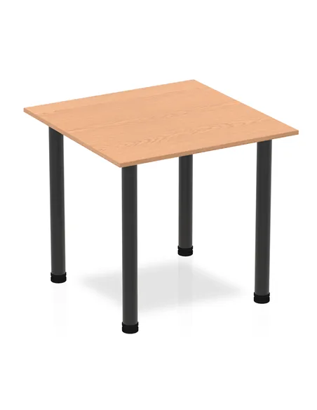 Dynamic Impulse 800mm Square Writing Desk Table Oak Top Black Post Leg BF00363