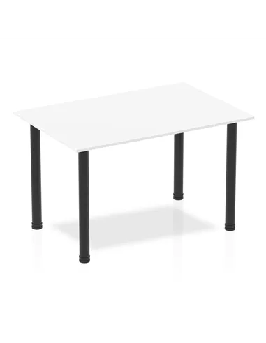 Dynamic Impulse 1200mm Straight Writing Desk Table White Top Black Post Leg BF00367