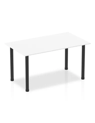 Dynamic Impulse 1400mm Straight Writing Desk Table White Top Black Post Leg BF00372