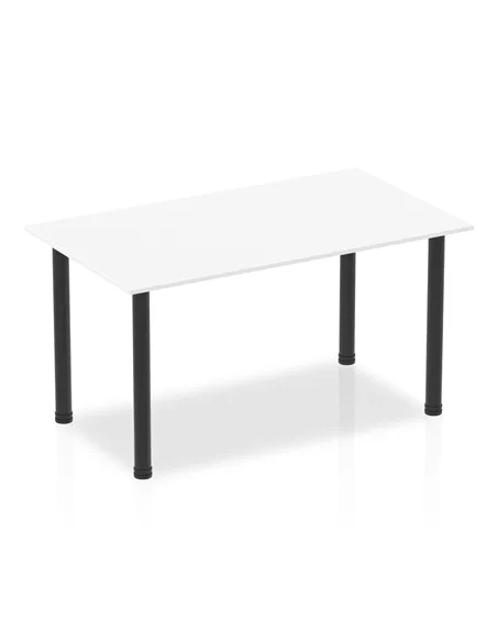 Dynamic Impulse 1400mm Straight Writing Desk Table White Top Black Post Leg BF00372