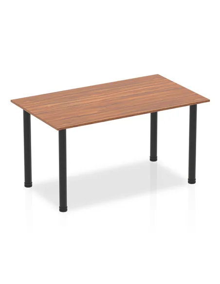 Dynamic Impulse 1400mm Straight Writing Desk Table Walnut Top Black Post Leg BF00374